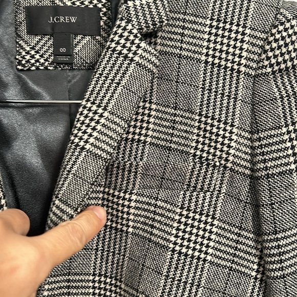 J. Crew Wool Black White Herringbone Style Single Button Blazer size 00 - Picture 11 of 15